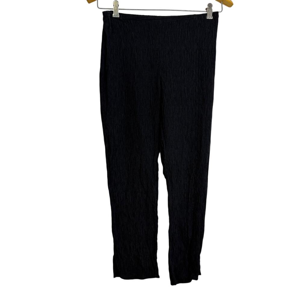 Dressori Pants Womens XS Black Pull On Crinkle Silk Blend Elastic Textured 25.5"